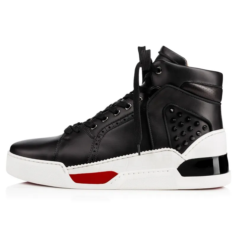 

Luxury Designer Studded Spikes Men Women Casual Shoes Red Bottoms Platform Sneakers High-top Fashion Casual Flat Skate Boots