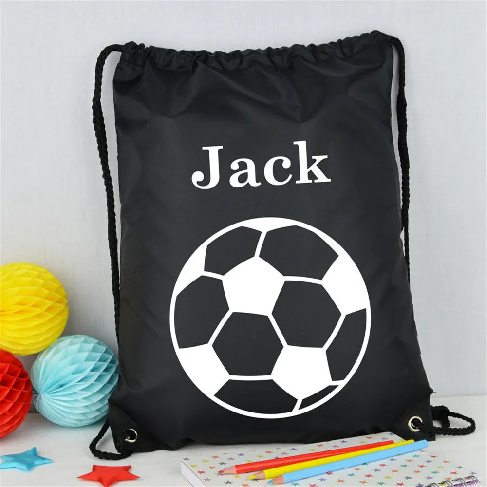 

Personalized Kids 'Football' Bag School P.E Kit Bag Custom Name Childrens Waterproof Drawstring Bag Sports Supplies