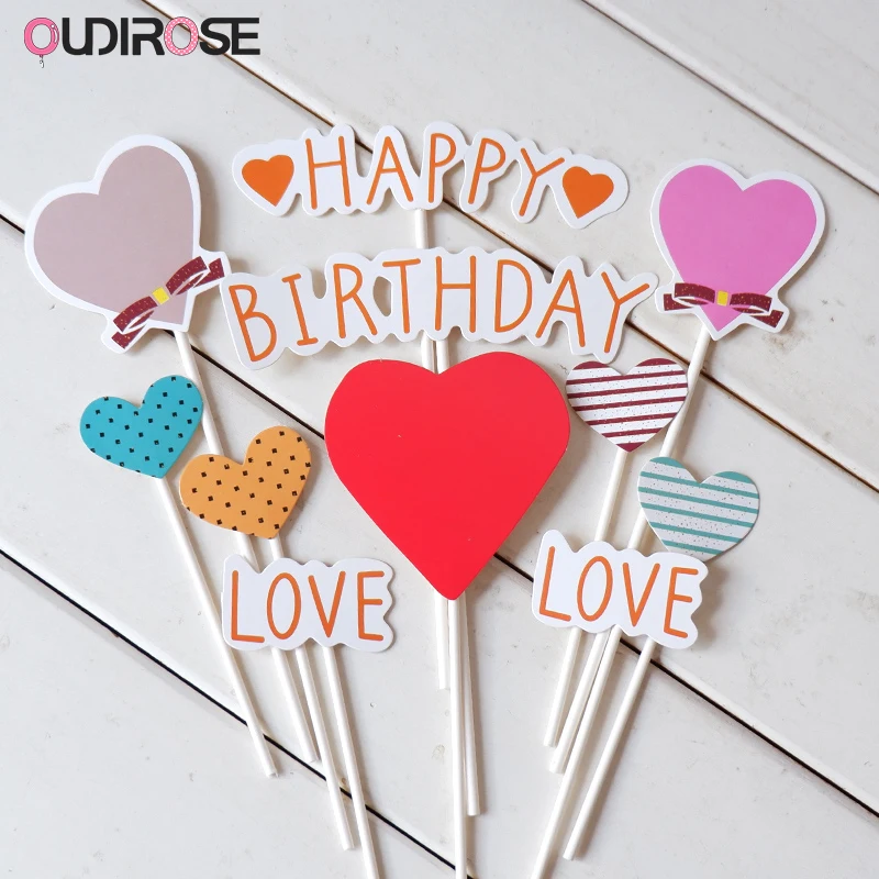 Тема мультфильма для детей счастливые топперы торта на день рождения сердце