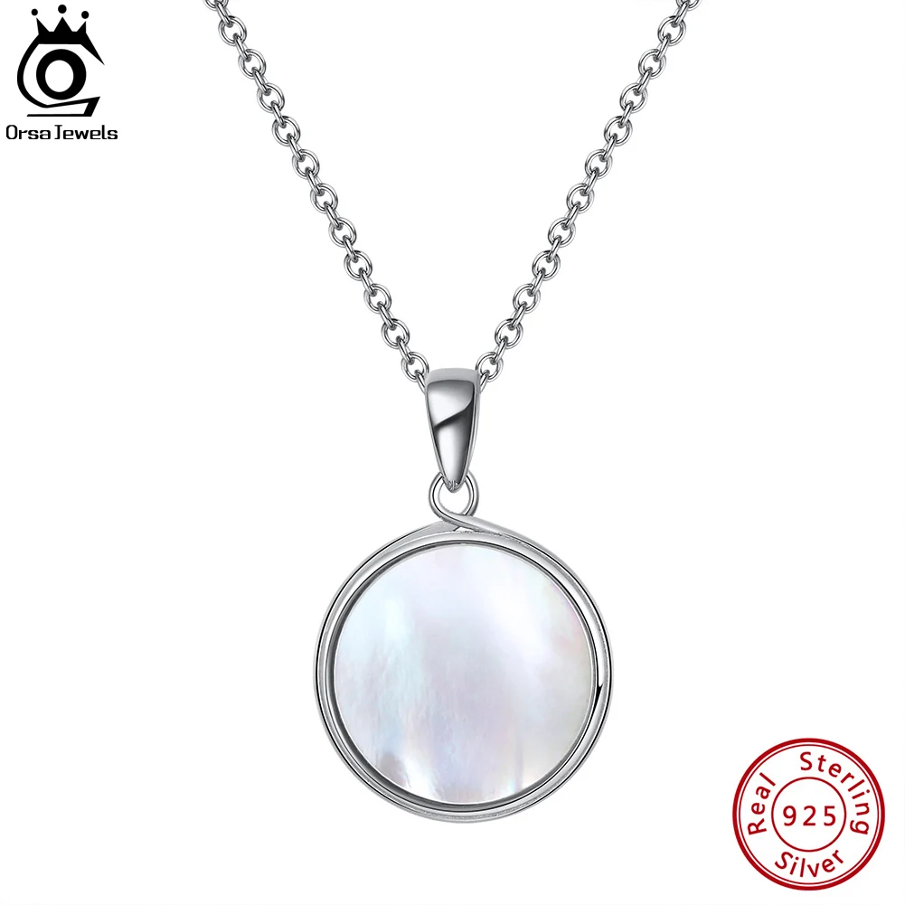 

ORSA JEWELS подлинное серебро 925 пробы натуральная ракушка для женщин и девочек Круглая Форма Подвеска Ожерелье праздничный подарок GMN12
