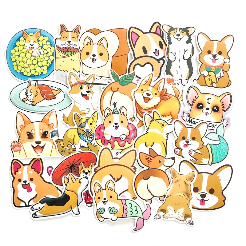25 шт. Welsh Corgi Pembroke стикер s милая собака животных для мото автомобиля чемодан крутая, для ноутбука скейтборд гидро фляга наклейка