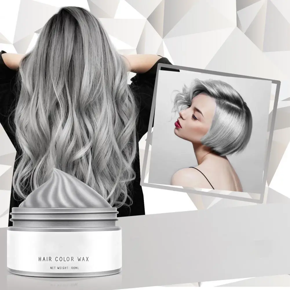 

30/100ml Temporary Non-Greasy Silver Gray Hair Dye Wax Gel Coloring Styling Mud One-time Molding Paste Dye Cream Gel