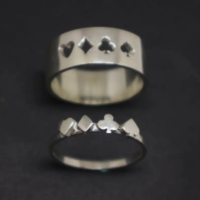 

Couple Ring Fashion Simple Poker Ring Silver Plated Entertainment Tool Ring Personality Men's and Women's Bar Party Jewelry