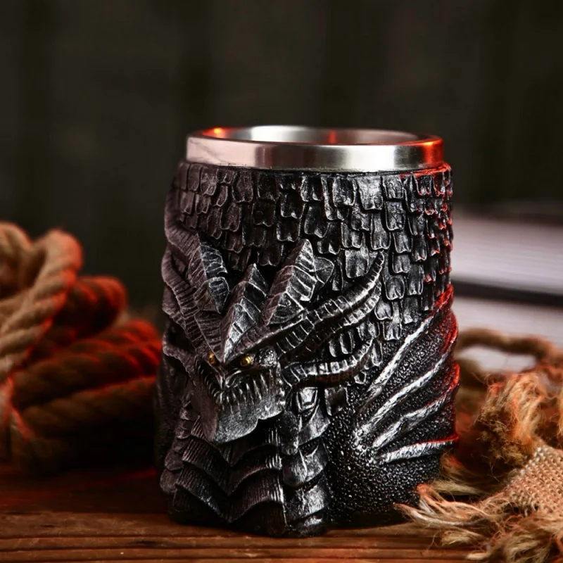 Голова Дракона, нержавеющая сталь, смола, 3D пивная средневековая кружка, Кубок, Игра престолов, кружка для кофе, бокал для вина, кружки, лучший подарок