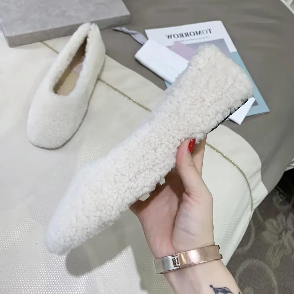 Овечья шерсть удобные тонкие туфли женская повседневная обувь без шнуровки