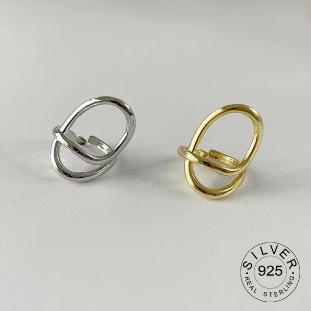 

925 Sterling Silver Rings for Women Gold Color Inter Lines Vintage Wedding Trendy Jewelry Large Adjustable Antique Rings Anillos