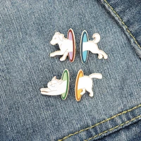 cartoon cute hooping puppy kitten enamel brooch creative design couple alloy badge pins backpack accessories gifts for friends
