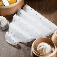 400pcslot large round steamed bun papers with holes non stick household snack bread cake steamer oil paper pads