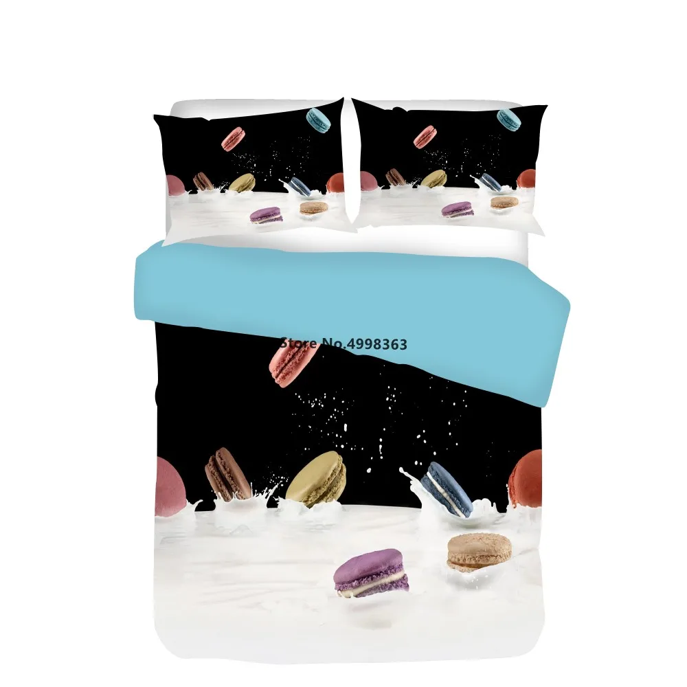 Наборы постельных принадлежностей для еды 3D пододеяльник с молочным принтом Macaron