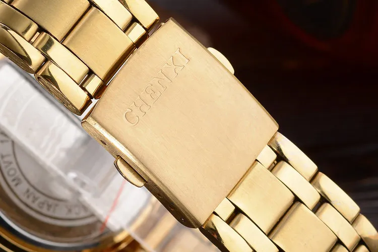

CHENXI Brand Classic Delicate Rhinestone Couple Lover Watches Fashion Luxury Gold Stainless Steel Men&Women Watch Orologi Coppia