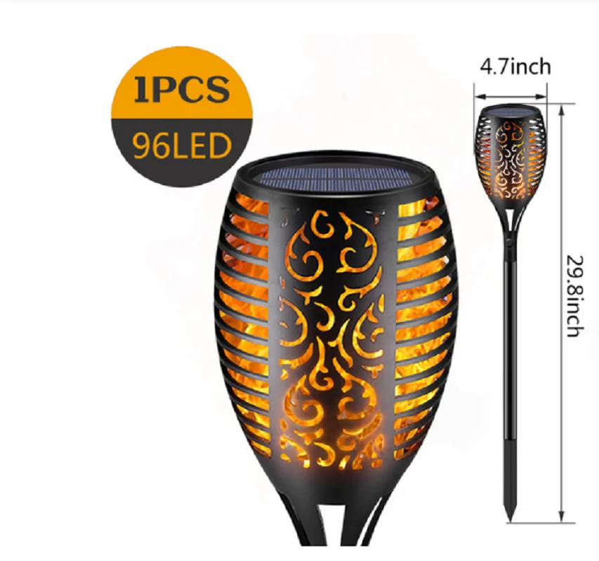 

96 LED Solar Flame Torch Lamp Outdoor Lights Solar Garden Light Flicker Lamp Courtyard Balcony Lawn Path Spotlight Dropshipping