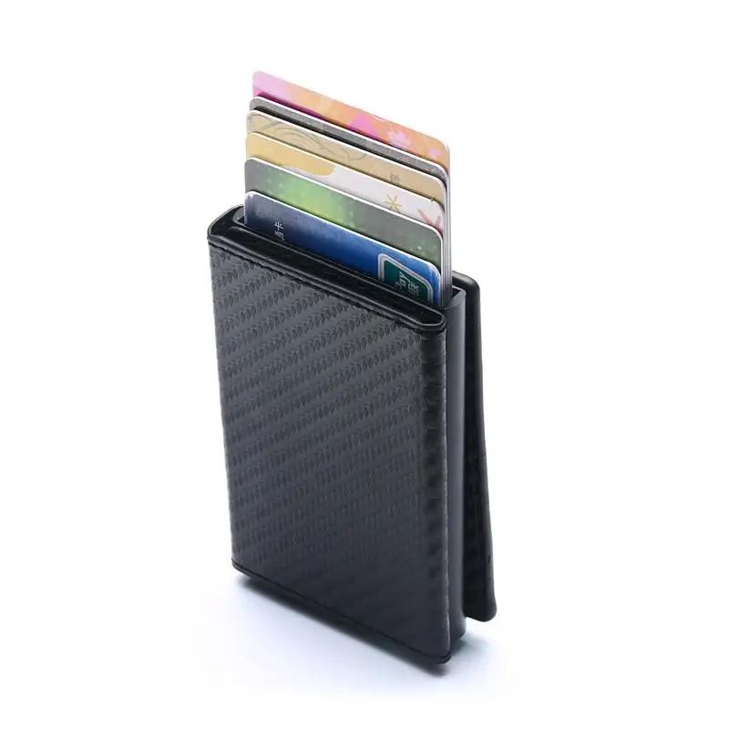 

Bycobecy Unisex Coin Purse New Vintage Credit Card Holder Aluminum Box Card Slim Wallet RFID PU Leather Pop Up Card Case