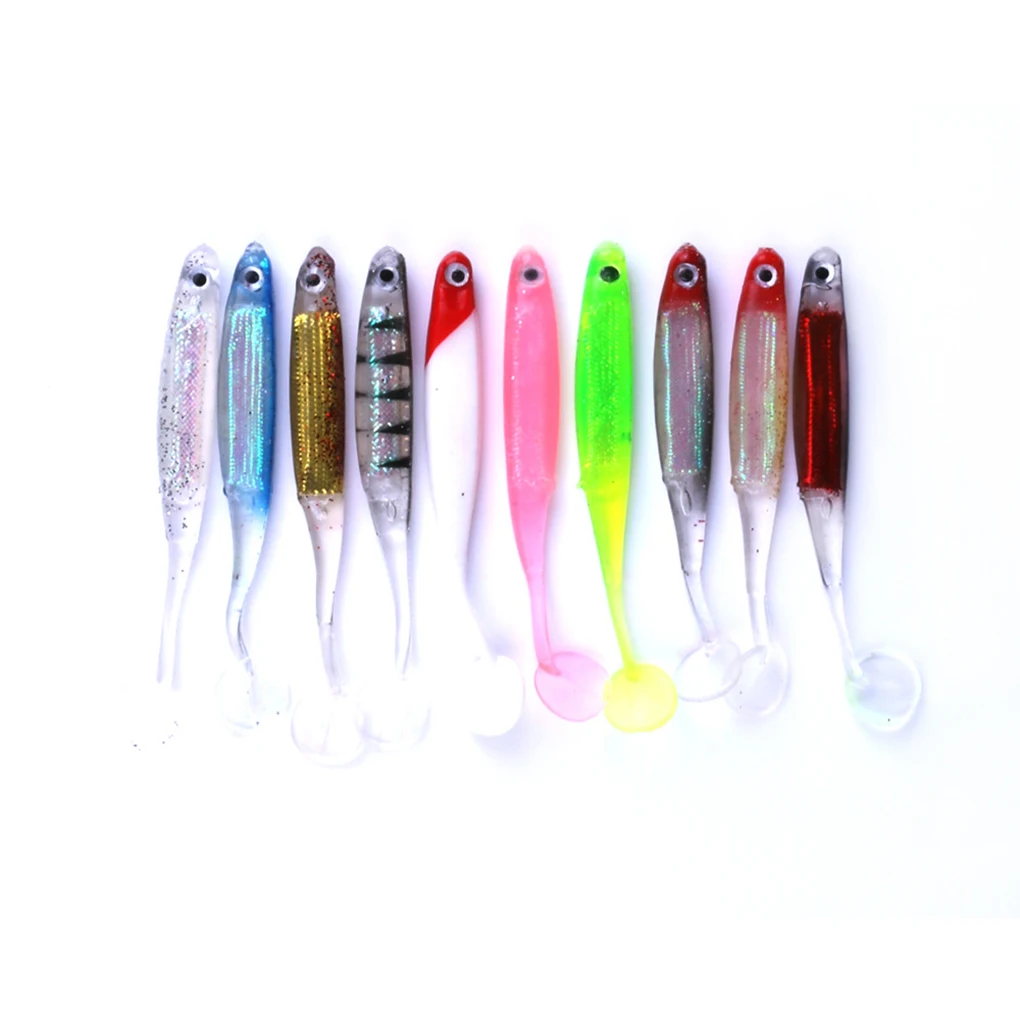 10 шт Т хвост рыбы приманка искусственная Мягкая красочные рыболовные крючки