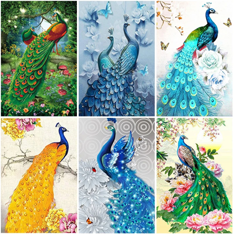 

5D DIY Diamond Painting Anmial Peacock Full Square Round Drill Diamond Embroidery Mosaic Picture of Rhinestones Gift Home Decor