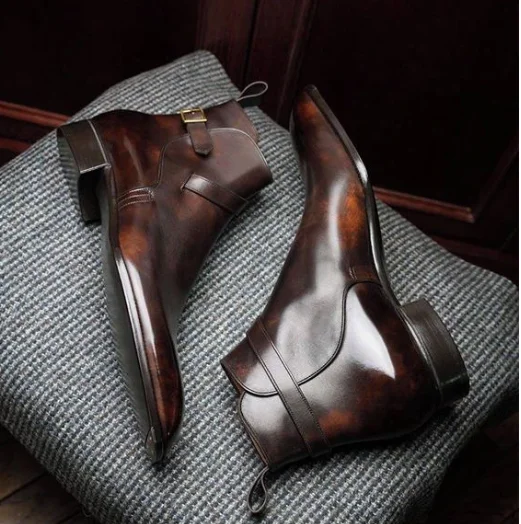 

2020 Men's Shoes New Fashion Handmade Pu Leather Classic Buckle Boots Low Heel Stylish Casual Formal Chelsea Boots Zapatos 4M871