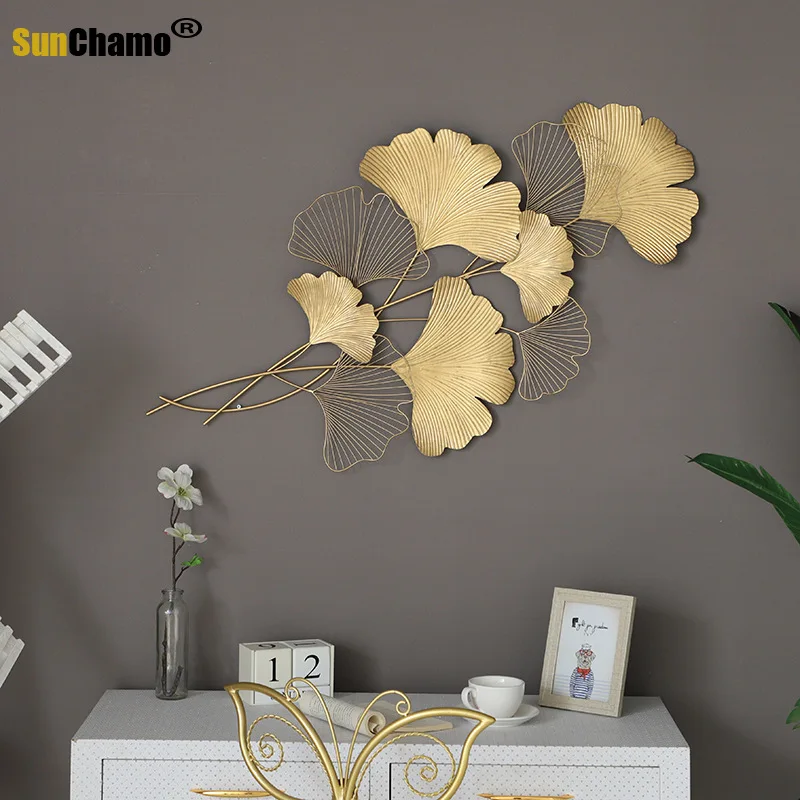 

Fashion Chinese Iron Art Ginkgo Creative Living Room Porch Background Wall Decoration Metal Hanging Pendant Crafts Home Décor