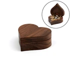 Деревянная шкатулка для колец в форме сердца, бархатный внутренний держатель, органайзер для колец, коробка для презентации монет и ювелирных изделий, чехол для свадебной церемонии