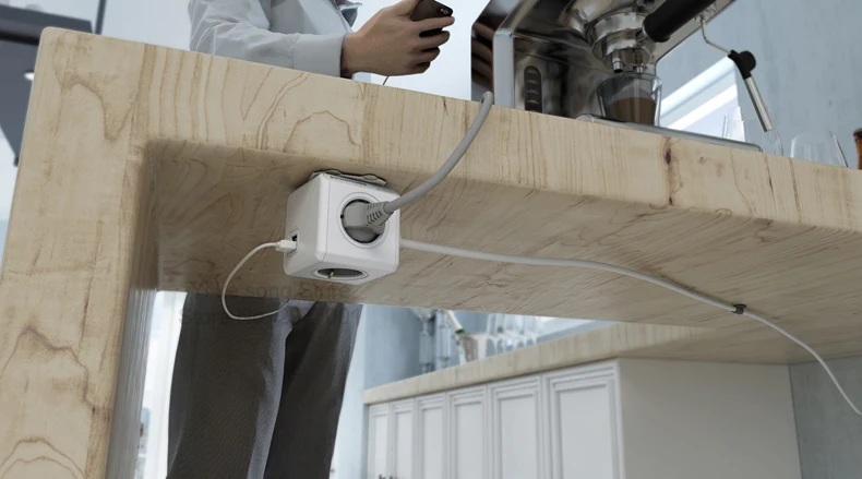 Allocacoc power cube EU Plug power Strip 4 AC адаптер пробки 3680 Вт смарт 2 USB порт зарядное устройство Удлинительный кабель с патроном 1,5 м 3 м