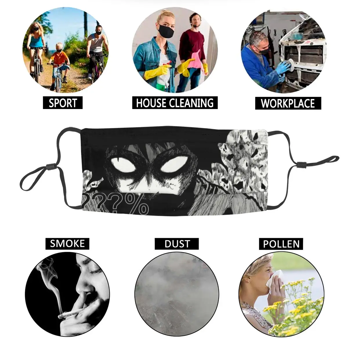 

Anime Manga Mob Psycho 100 Adjustable Face Mask Men Women Anti Dust Protection Cover Respirator Mouth Muffle