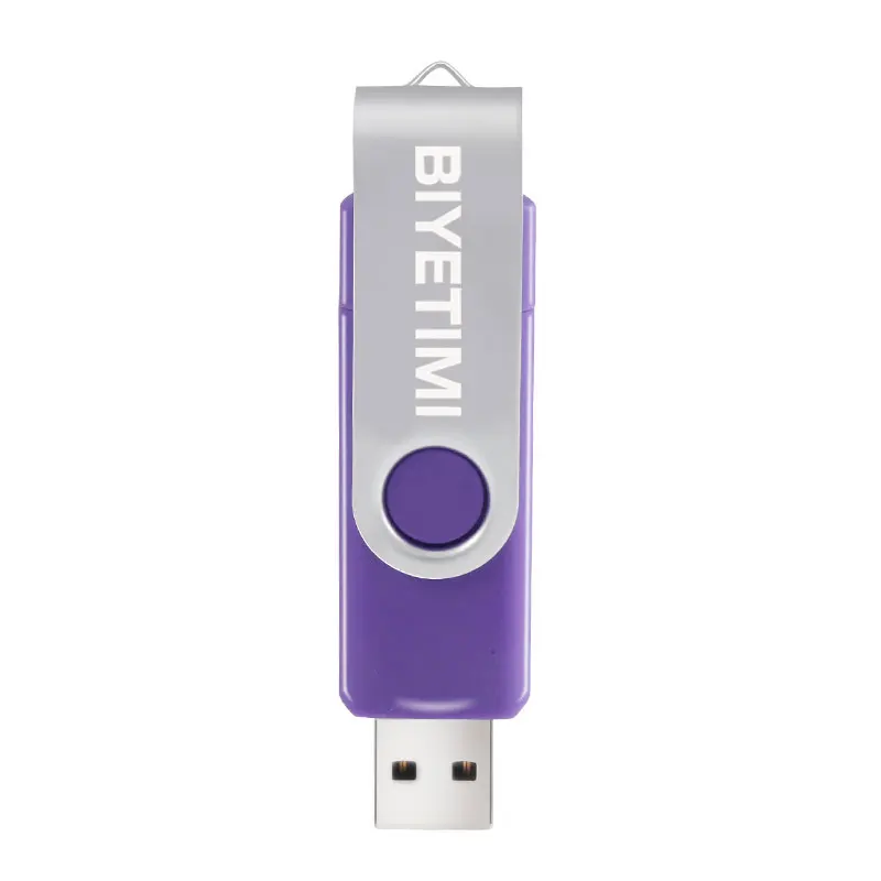 USB флеш-накопитель BIYETIMI, 128 Гб до 4 Гб, двусторонний, для мобильного телефона Android, высококачественный, с зажимом, 360 градусов, поворотный, флешка - Цвет: Фиолетовый