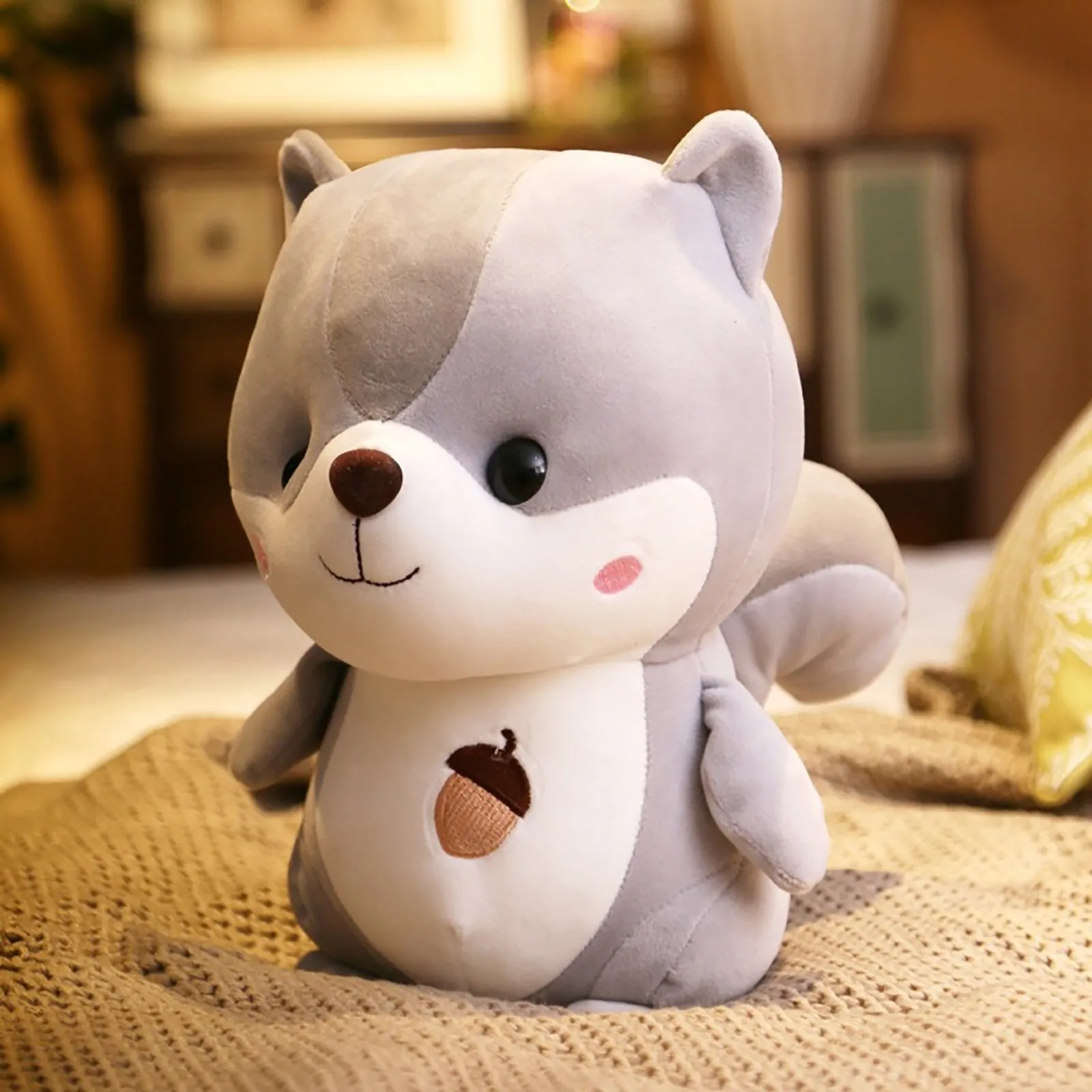 

New Cute And Warm Squirrel Pillow Sofa Backrest Plush Toy For Children Appease Girls Gift Durable Realistic Expression