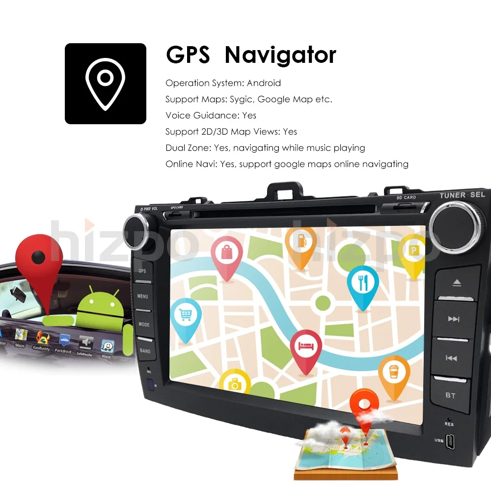 Android 9 0 автомобильный dvd плеер для Toyota corolla 2007 2008 2009 2010 2011 в dash 2 din 1024*600 gps навигация