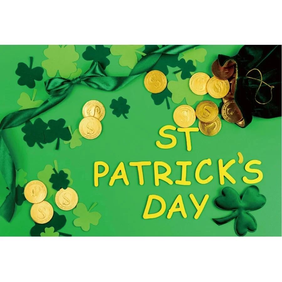 Зеленые деньги сумка золотая монета Клевер фон для фотосъемки с изображением