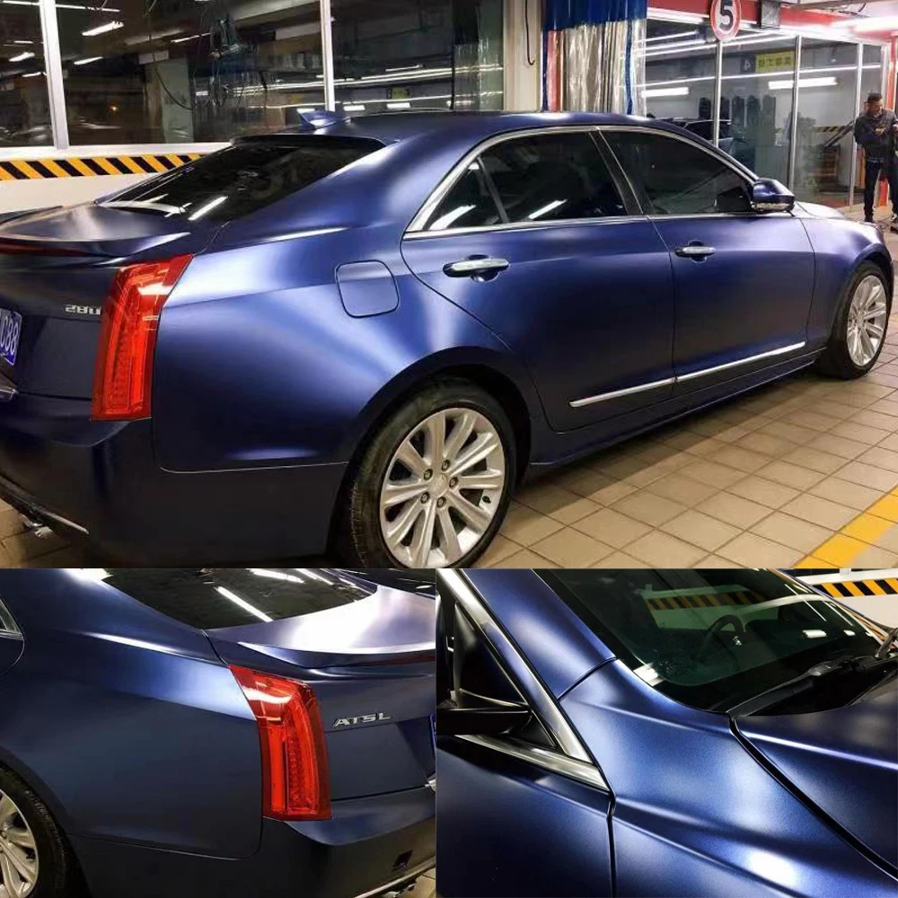 1,52 м* 5 м полночно-синяя Автомобильная клейкая наклейка, лист, пленка для кузова автомобиля, виниловая пленка, наклейка, пленка для выпуска воздуха