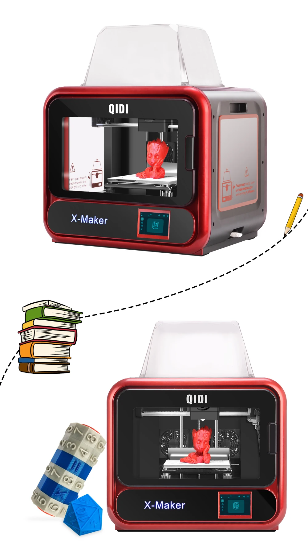 QIDI 3d принтер x-maker образовательного класса Impresora 3D Drucker Высокоточный размер печати 170 мм* 150 мм* 160 мм с ABS, PLA, гибкий