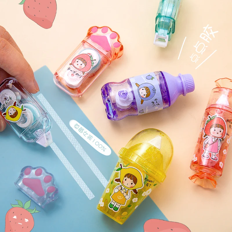 1 шт случайный цвет милый конфетный двусторонний клей ролик клейкая лента для