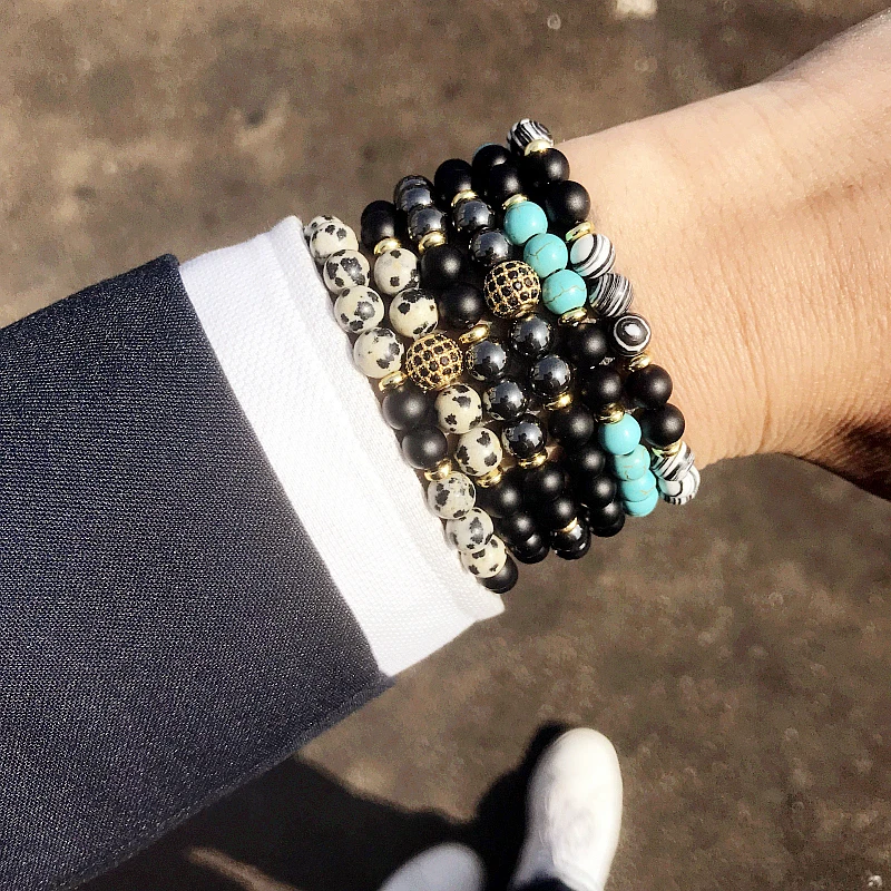 Матовые бусины браслеты мужские аксессуары Cz натуральный камень очаровательный