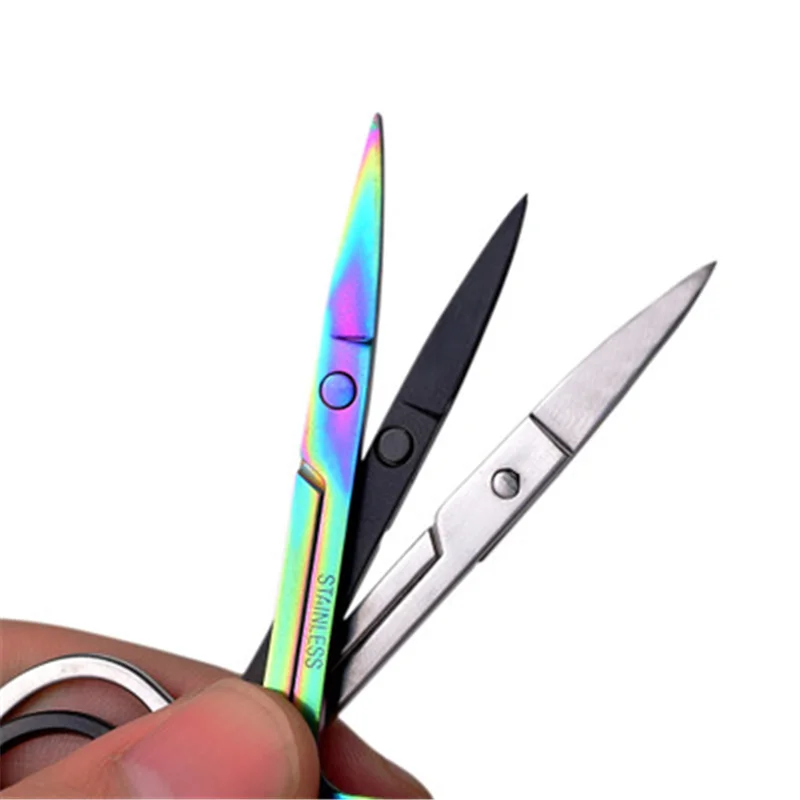 

1pcs stainless steel beauty trimming eyebrows eyelashes nose hair eyelid iron elbow professional eyebrow trimming scissors