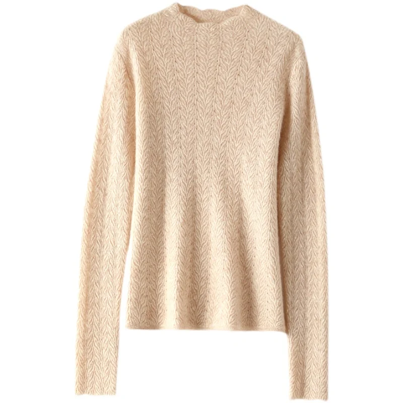 Cashmere sweater women's new 100 pure woolen sweater autumn and winter half turtleneck sweater women's sweater solid color