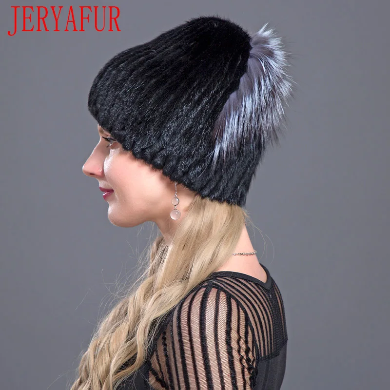 JERYAFUR 2019 русская модная норковая меховая Лыжная шапка для зимы женский пуловер и