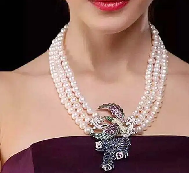 Фото Ожерелье из лазурита и нефрита с натуральным белым жемчугом 8 мм 7-8 | Украшения
