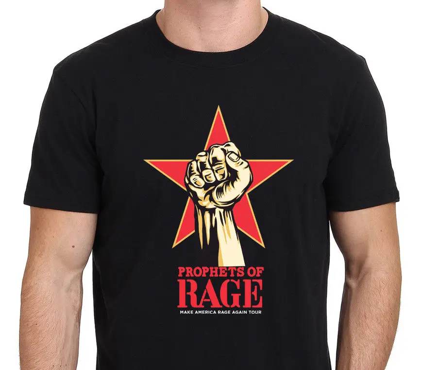 Мужская хипстерская футболка черная с принтом на заказ изображением пророков RAGE