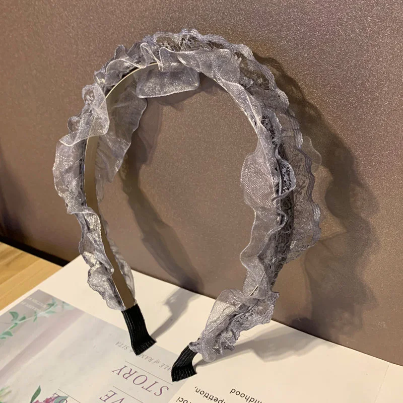 

Hot Lace Mesh Knitted Dot Hairbands Retro Headband Thin Head Hoop Simple Women Girls New