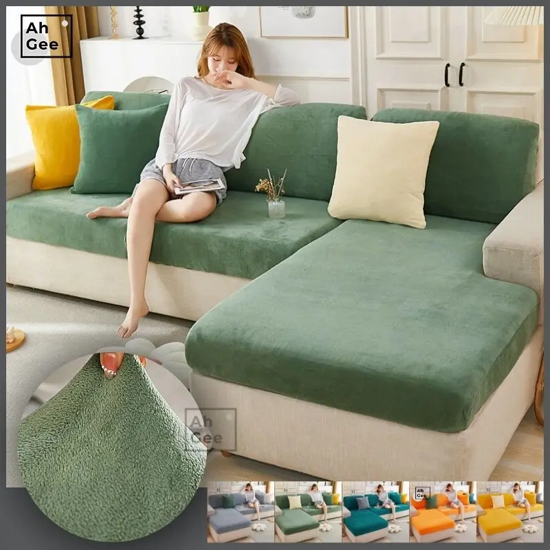 

Универсальный защитный чехол для дивана из овечьей шерсти, чехол для дивана, зеленый чехол для дивана, растягивающийся чехол для дивана, эла...