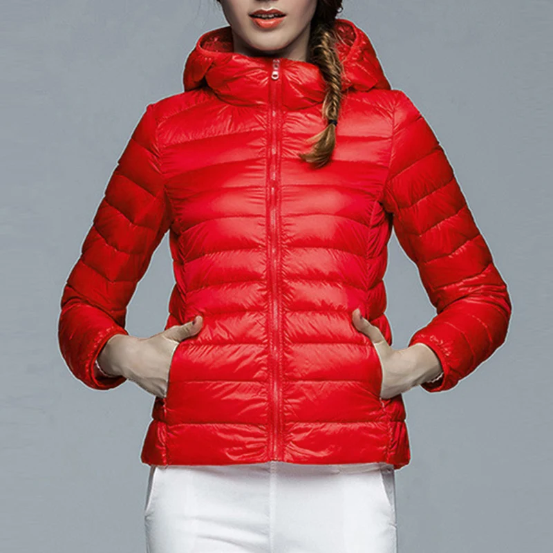 Брендовая зимняя легкая пуховая куртка унисекс ультратонкая короткая куртка с капюшоном Большие легкие пуховики Молодежные тонкие ветрозащитные пальто