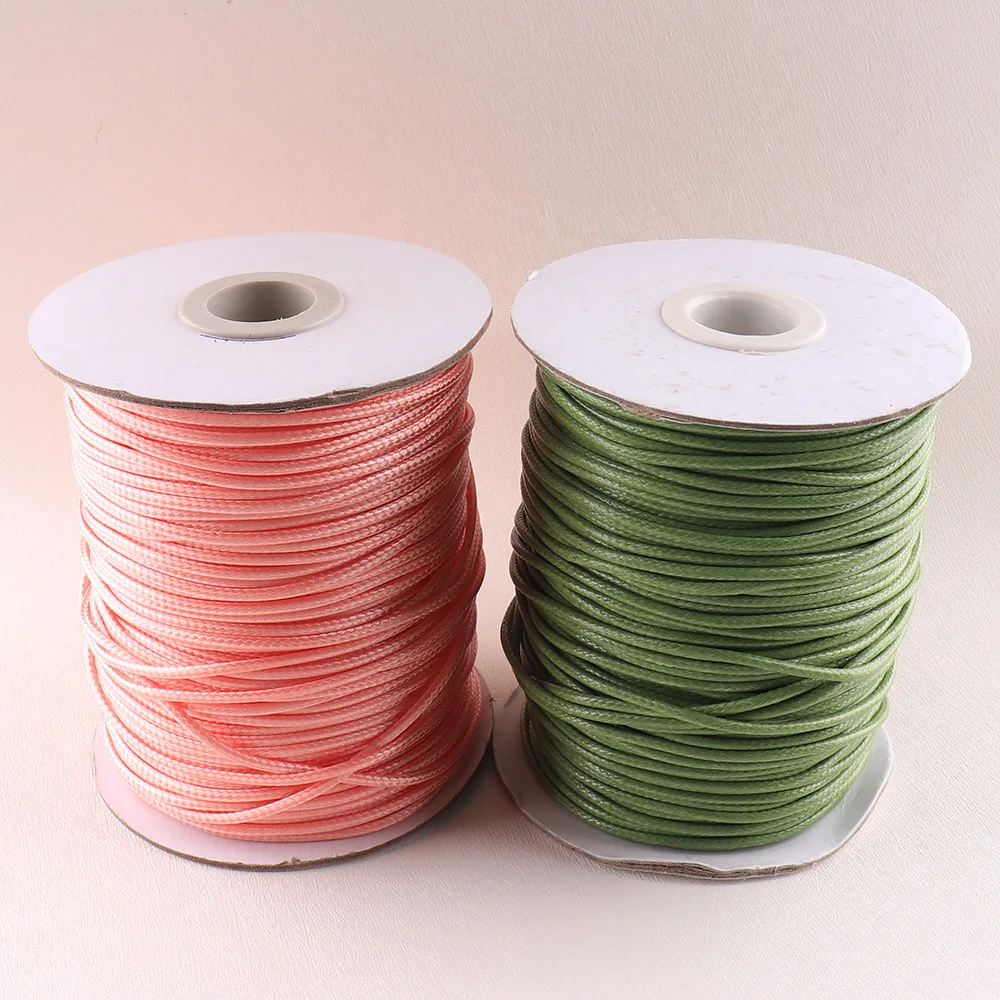 2 мм вощеный шнур для бисероплетения травяной зеленый/розовый из полиэстера