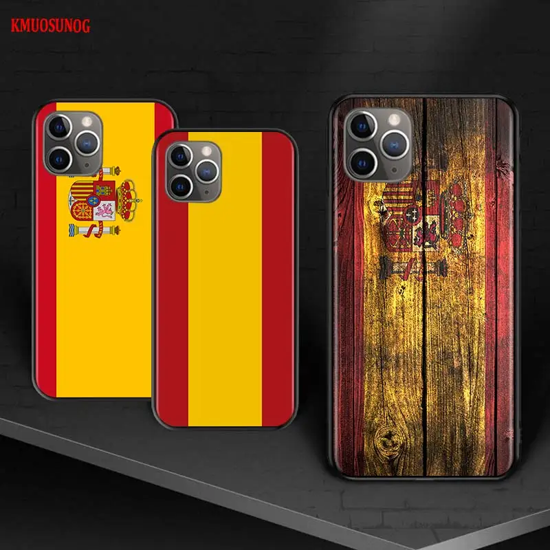 Spain national flags Phone Case For Apple iPhone 14 13 12 11 SE XS XR X 7 8 6 5 mini Plus Pro MAX 2020 Black FUndas TPU