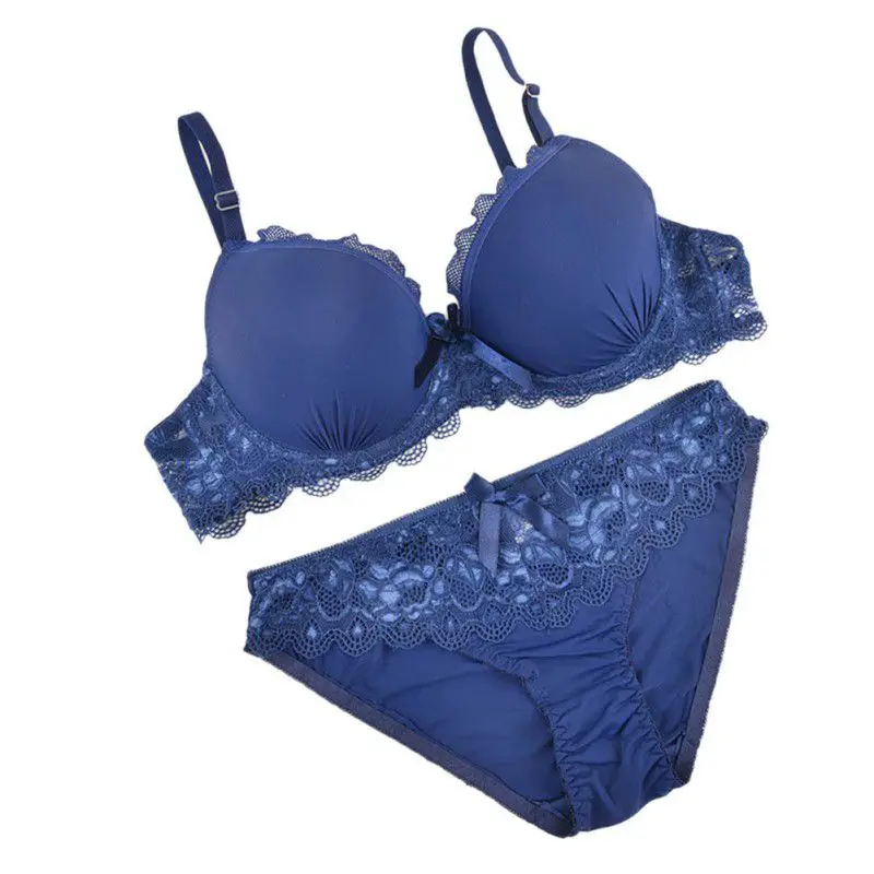 Роскошный однотонный кружевной бюстгальтер из 2 предметов короткие комплекты