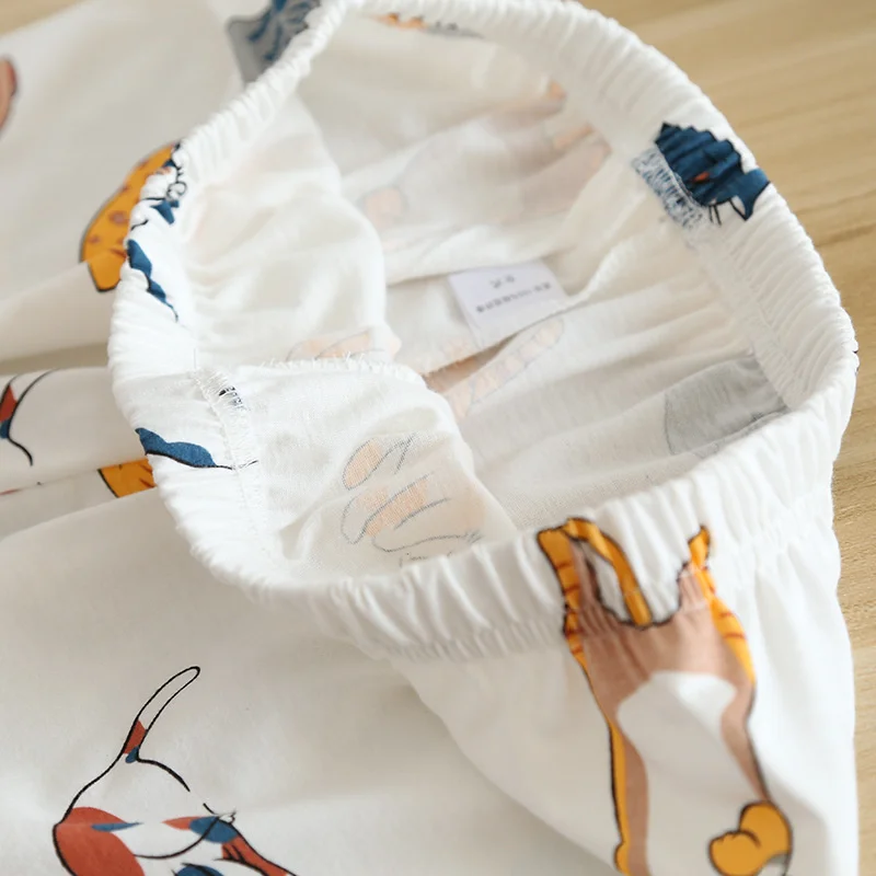 

New 100% cotton short-sleeved shorts ladies pajamas set cute cartoon pajamas Japanese simple short pajamas women home service