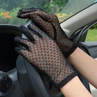 Сексуальные кружевные сетчатые перчатки для женщин, Летние черные женские Элегантные Перчатки с защитой от ультрафиолета, женские перчатки с закрытыми пальцами