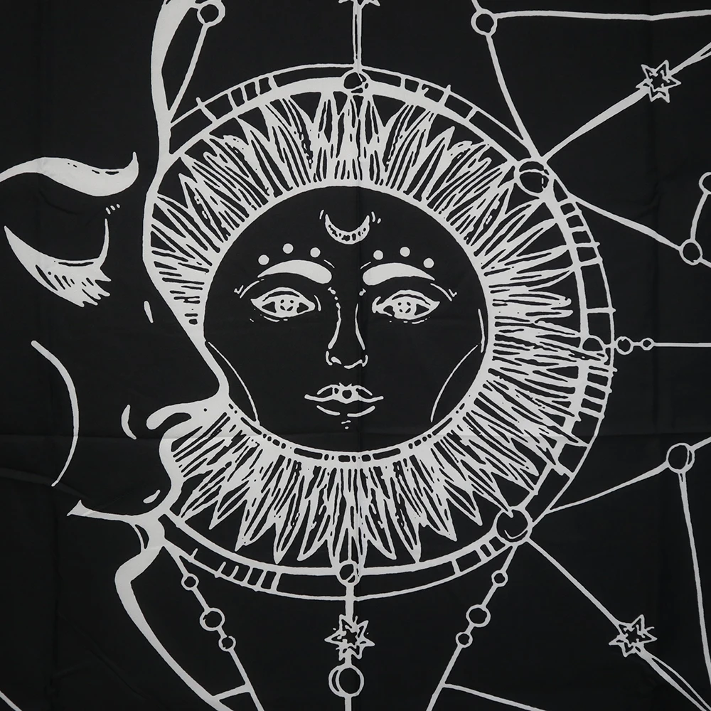 Psychedelic Space Mountain солнце и гобелен с Луной настенный ретро Черный Белый тонкая стена