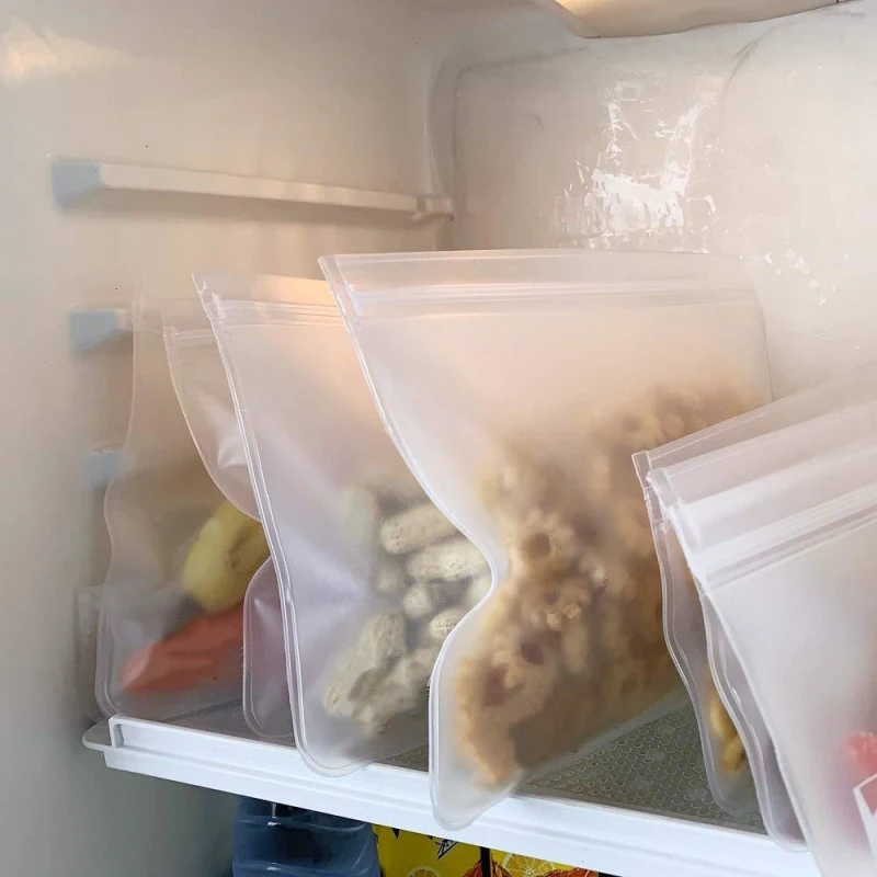 Многоразовая полупрозрачная сумка PEVA для хранения продуктов силиконовая