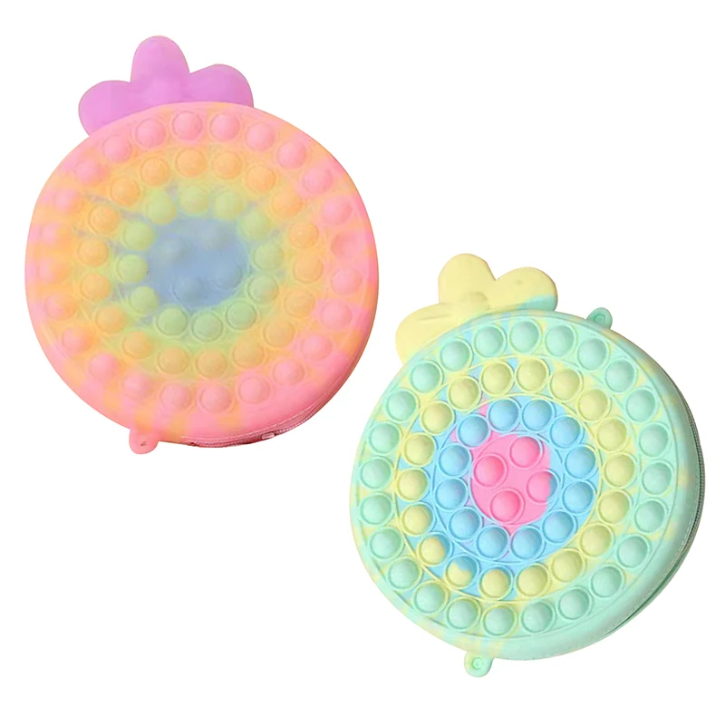 

New Push It Bubble Fidget Toy Lollipop Shape Silicone Storage Bag Decompression Coin Purse For Girls Crossbody Bag