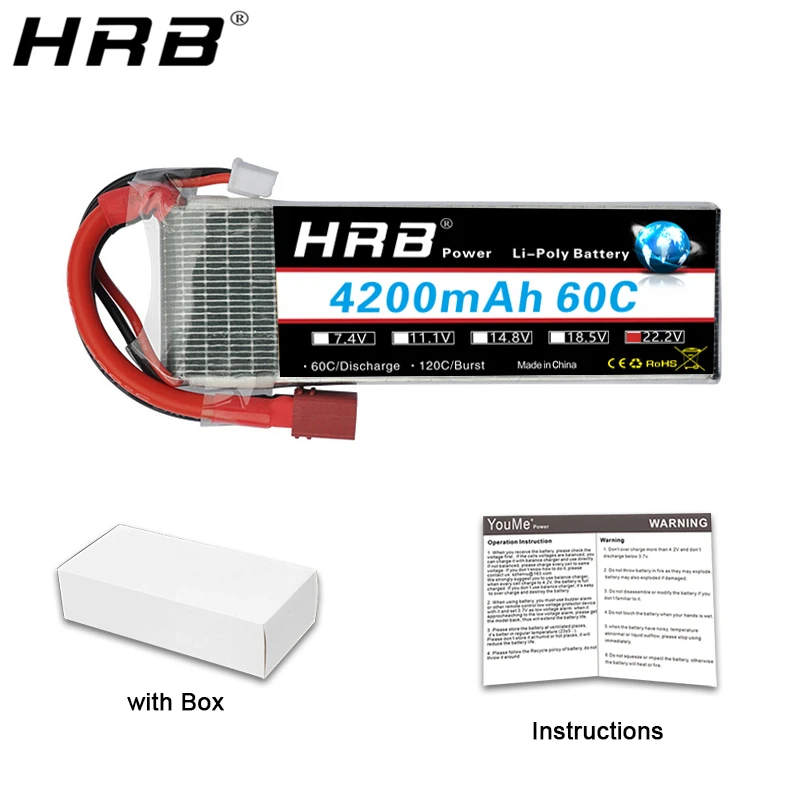 HRB 6S 22,2 V Lipo батарея 4200mah Deans XT60 EC5 XT90 TRX T Разъемы 60C RC гоночный Вертолет FPV самолеты автомобили грузовик лодки запчасти