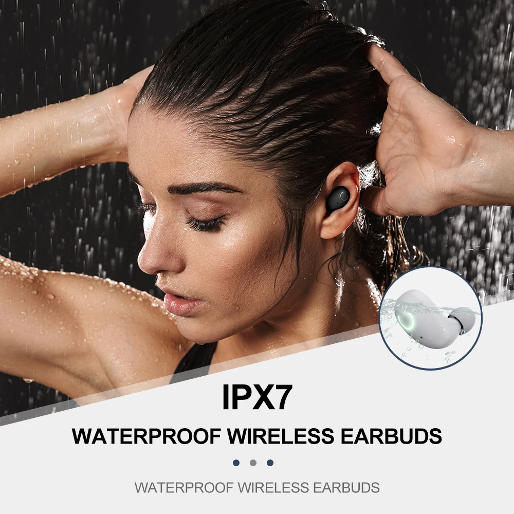 Whizzer B6 IPX7 Wireless Bluetooth Waterproof Headset TWS Earphone 5.0 Supports Aptx / AAC 45h iOS Android Playback Time | Электроника