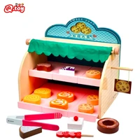 pretend play toy wooden role play kitchen set toy dessert house stall sweet shop toy simulation cake doughnut toys gift kids